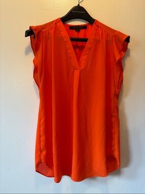 Cynthia Steffe V-Neck Sleeveless Shell in Vibrant Orange